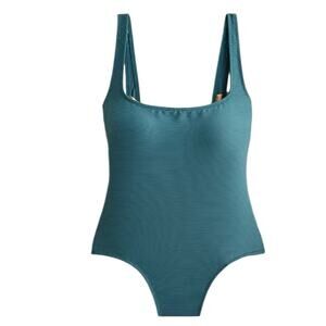 J. Crew Ribbed Square Neck One-Piece Swimsuit - Green - 24 NWT